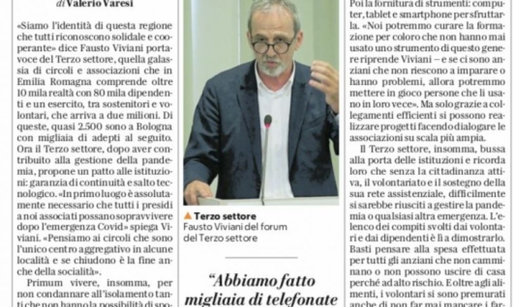 Crisi del Terzo Settore, su Repubblica Bologna Fausto Viviani indica le strategie per il presente e il futuro