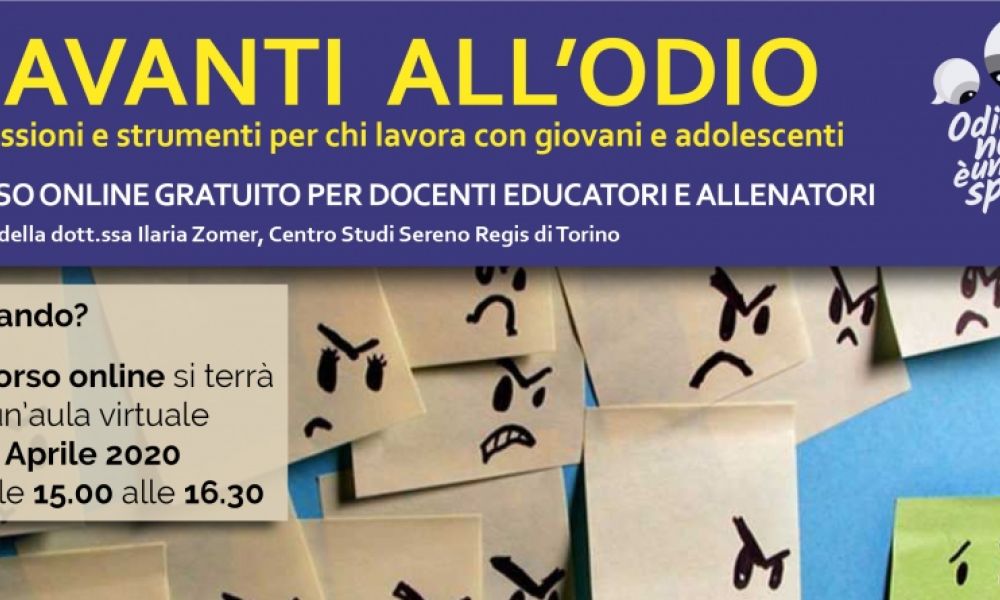 "Davanti all'odio", il workshop online gratuito promosso da Amici dei Popoli