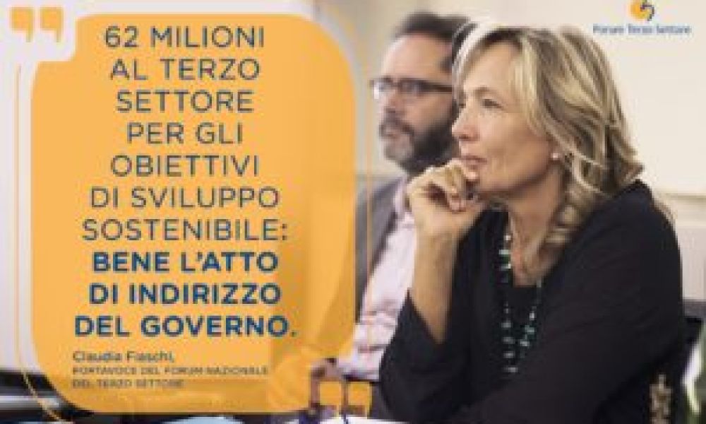 Terzo Settore, Fiaschi: "62milioni al terzo settore per gli obiettivi di sviluppo sostenibile: bene l'atto di indirizzo del Governo"